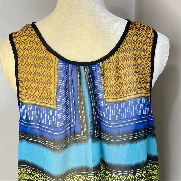 August Silk Options Women Sz Small Multicolored Chiffon Semi Sheers Top - Picture 8 of 12